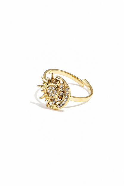 Verstellbarer Sonnen Mond Ring mit Steinen