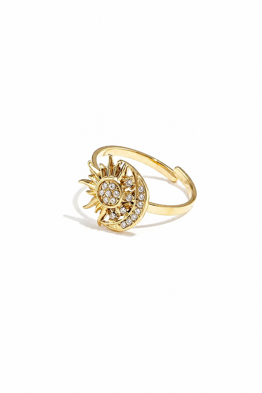 Verstellbarer Sonnen Mond Ring mit Steinen