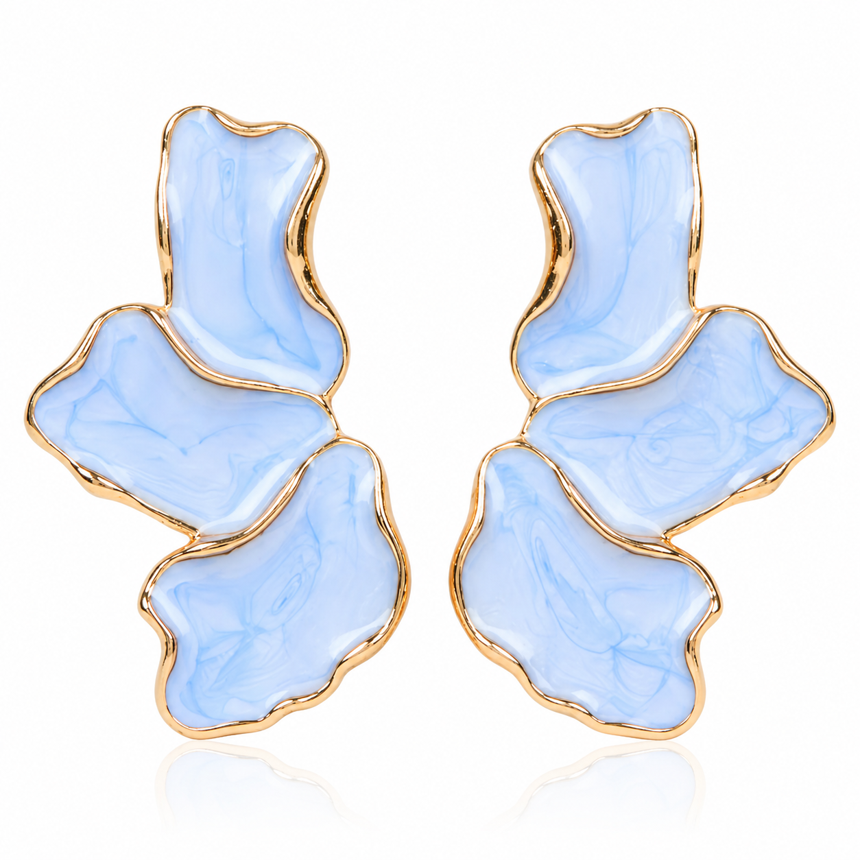 Blumen Ohrringe Blau Gold