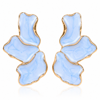 Blumen Ohrringe Blau Gold
