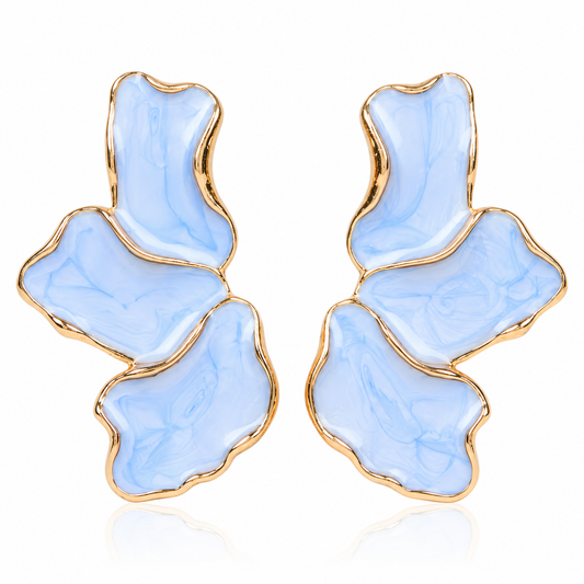 Blumen Ohrringe Blau Gold