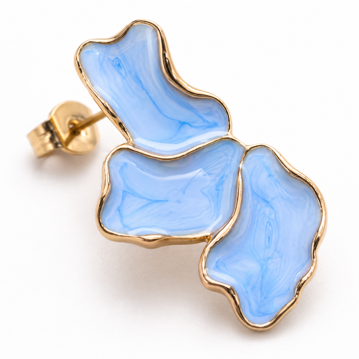 Blumen Ohrringe Blau Gold